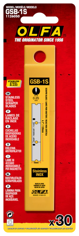 120mm GSB-1S Stainless Steel Glass Scraper Blade - 30 Pack - Image 2