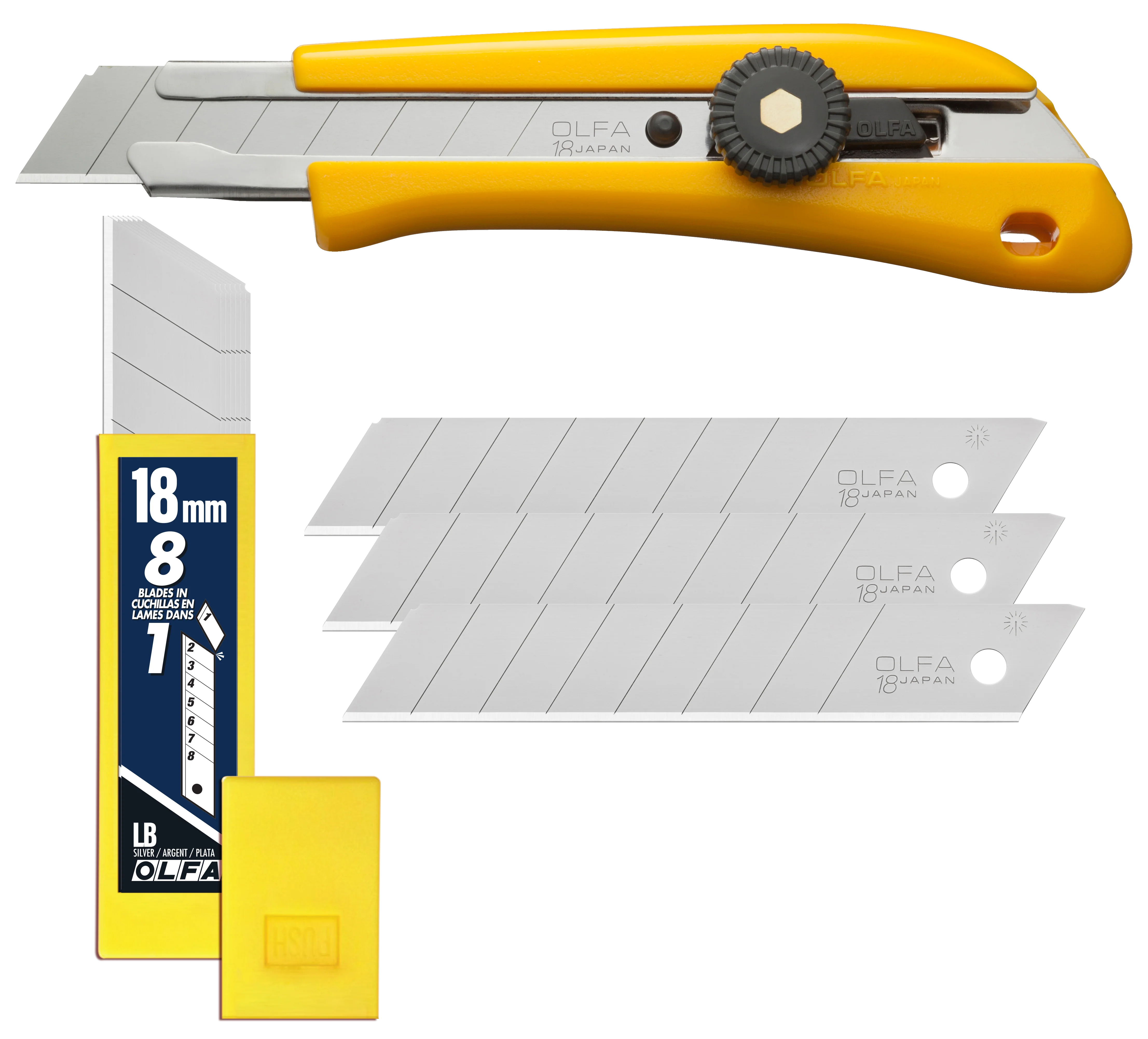 18mm BN-L Ratchet Lock Utility Knife With a 10-Pack of Silver Snap Blades