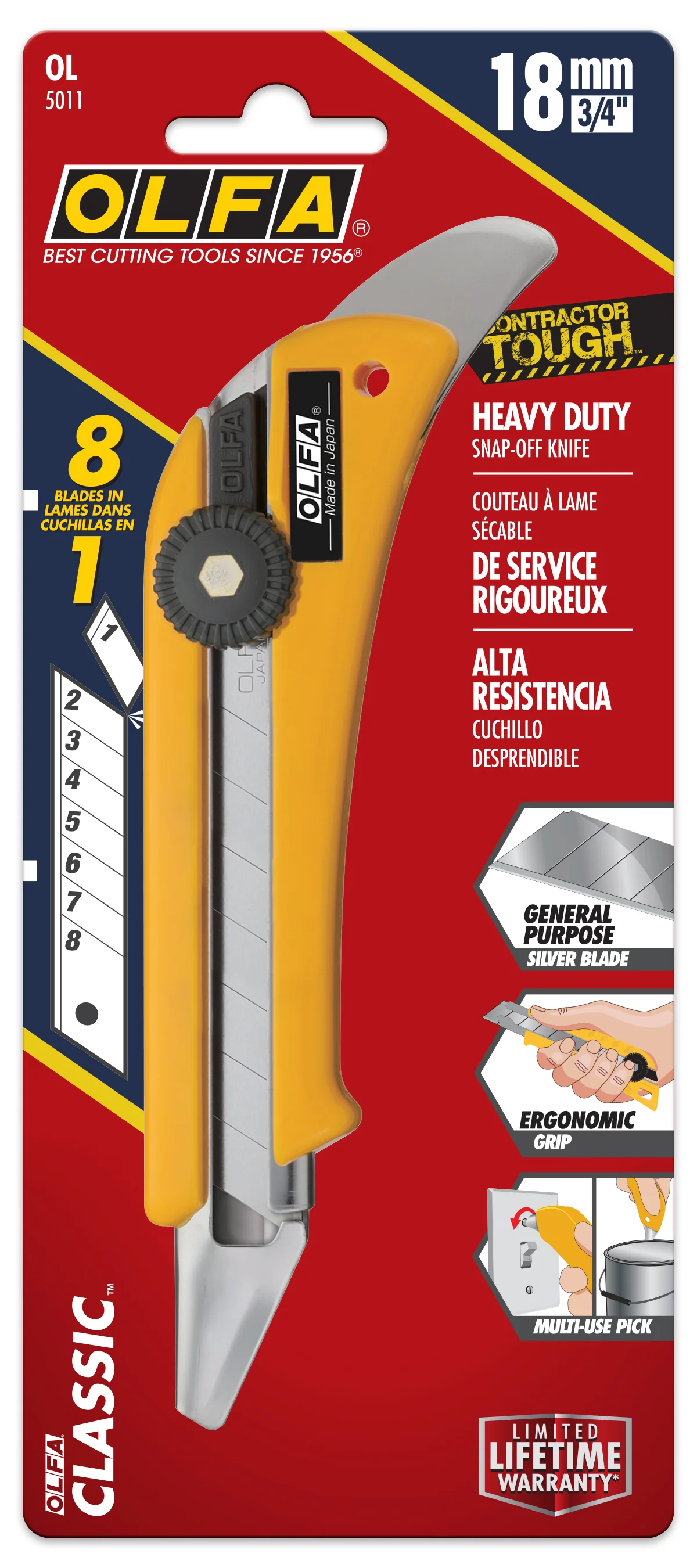 18mm OL Extended Depth Utility Knife with Carpet Tuck Tool - Image 3