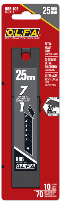 25mm HBB Ultra-Sharp Black Snap Blade - 5, 10, 20, or 40 Packs - Image 3