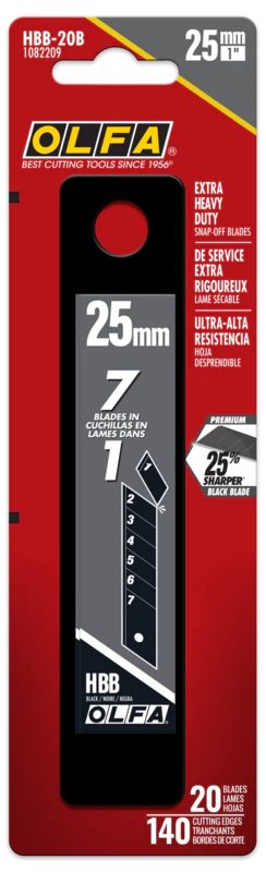 25mm HBB Ultra-Sharp Black Snap Blade - 5, 10, 20, or 40 Packs - Image 4