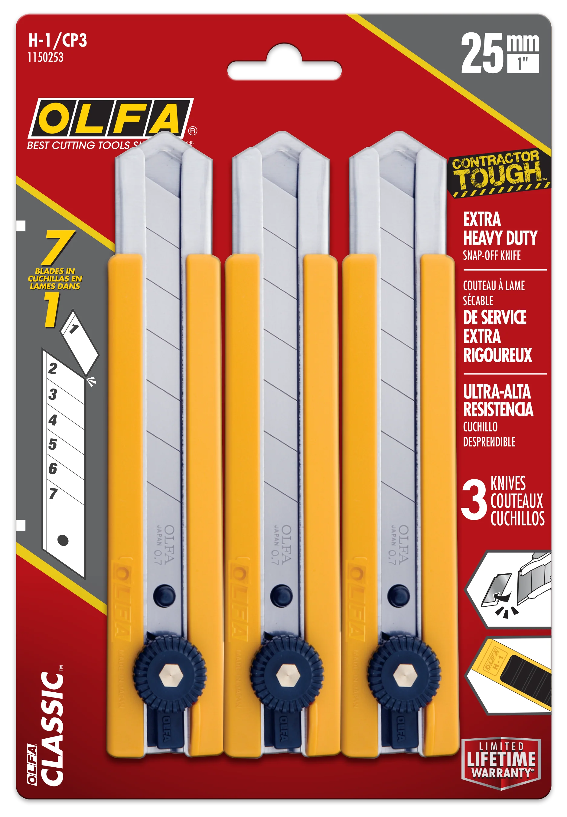 Classic Extra Heavy-Duty Ratchet-Lock Utility Knife with Anti-Slip Grip, 3-Pack - Image 2