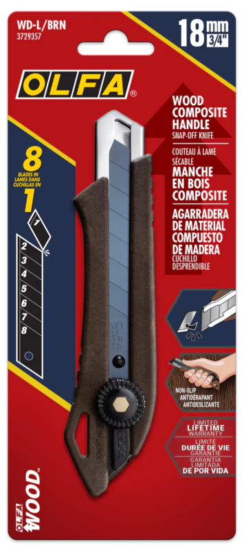 18mm WD-L Wood Composite Ratchet Lock Utility Knife - Image 7