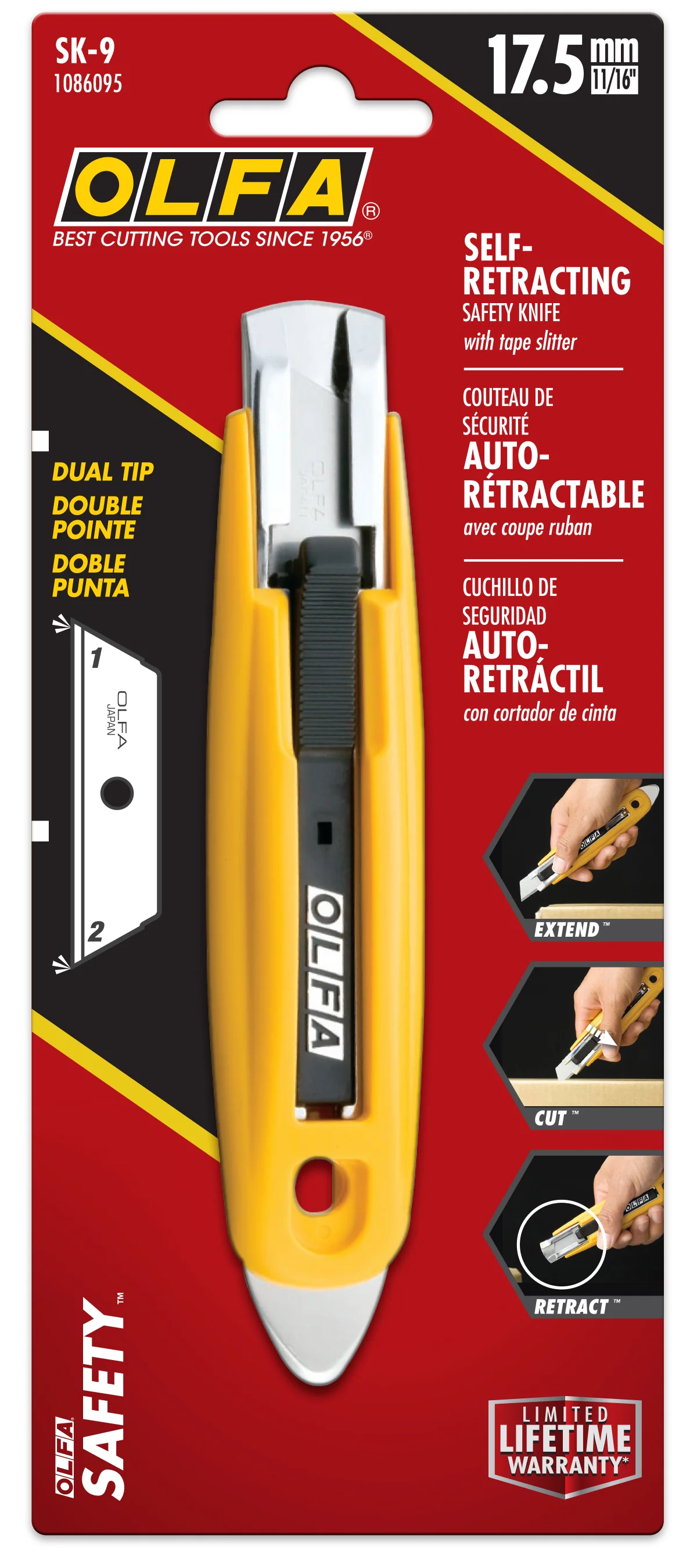 SK-9 Semi-Automatic Self-Retracting Safety Knife with Tape Splitter - Image 5